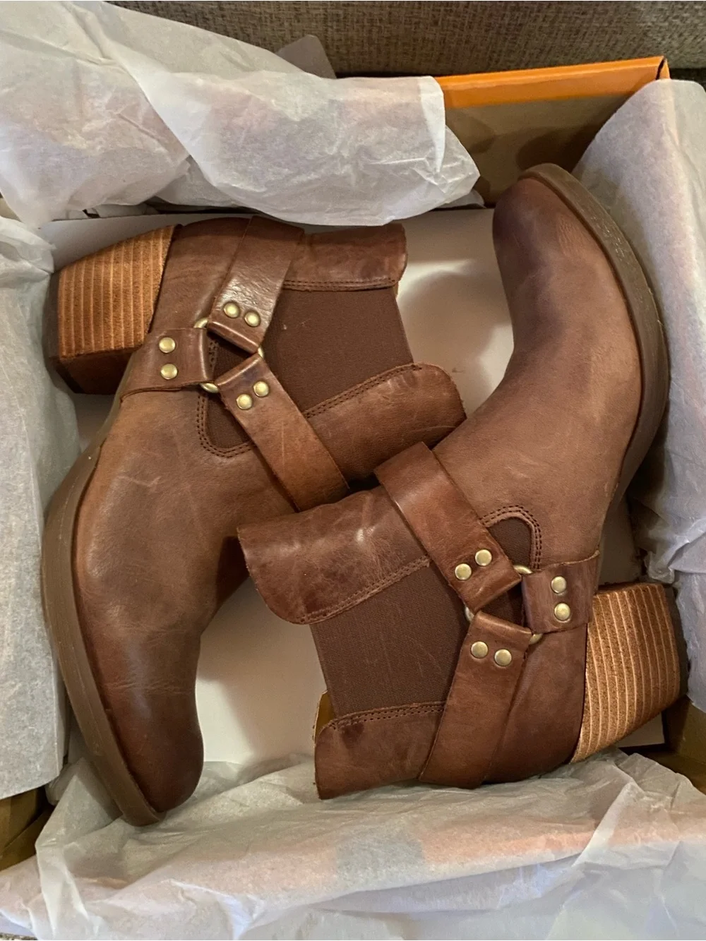 Kork-Ease Brown Leather Harness Ankle Boots